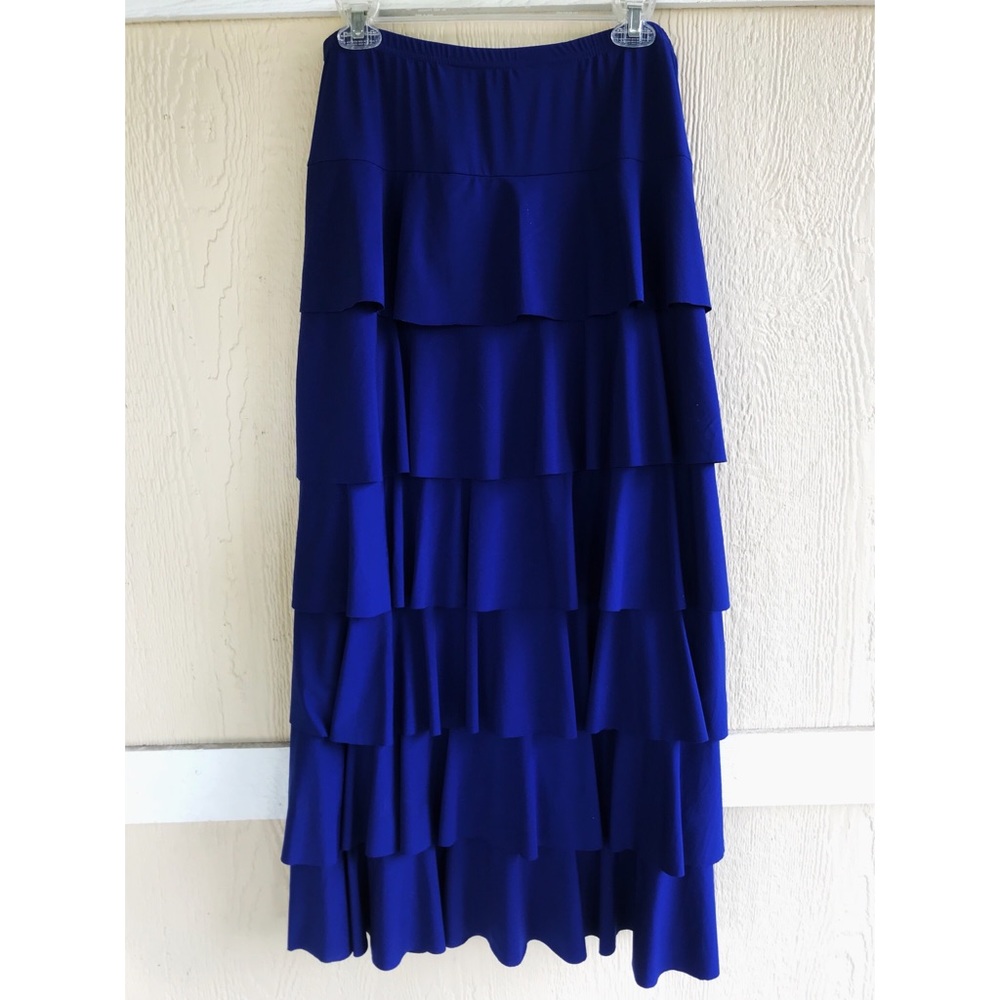 Floor length royal blue ruffle skirt